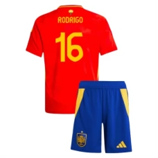 Spanien EM 2024 Børn Rodrigo 16 Hjemmebanetrøje Fodboldsæt