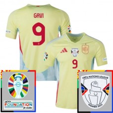 Spanien EM 2024 Gavi 9 Udebanetrøje Fodboldsæt Patch