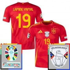Spanien EM 2024 Lamine Yamal 19 Hjemmebanetrøje Fodboldsæt Patch