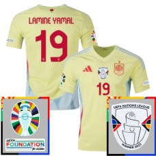 Spanien EM 2024 Lamine Yamal 19 Udebanetrøje Fodboldsæt Patch