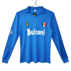 SSC Napoli Hjemmebanetrøje Retro 1987-88 Langærmet Fodboldsæt
